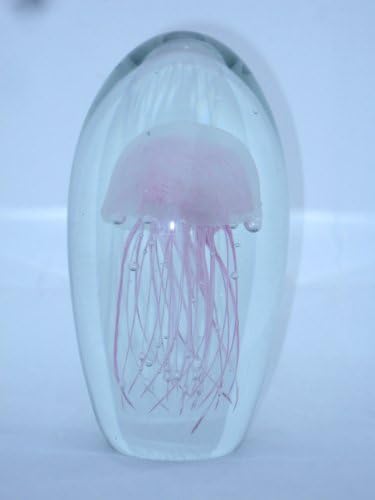 Glass Jellyfish Paperweight Color Pink 6" (Glow in Dark) - Jelly Fish