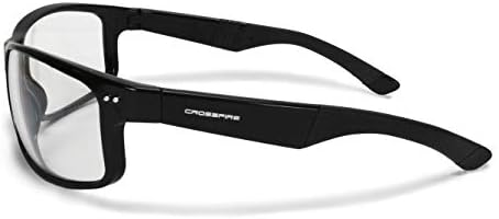 Crossfire CK7 Premium Safety Eyewear - Shiny Black Frame with Clear Lens