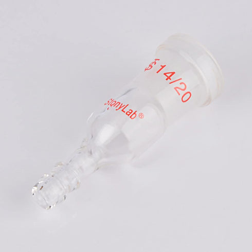 StonyLab Glass Straight Inlet Adapter with 14/20 Female Glass Joint and 8mm ID 12mm OD Hose Connection
