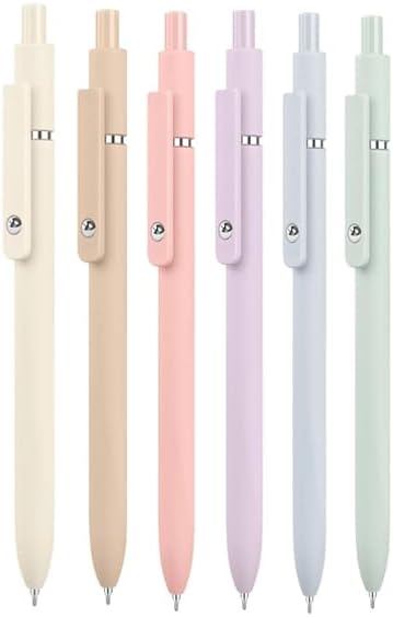 Gel Pens, Aesthetic Office College Supplies, Birthday Gifts for Women, Black Ink Cute Pens, 6 Pack