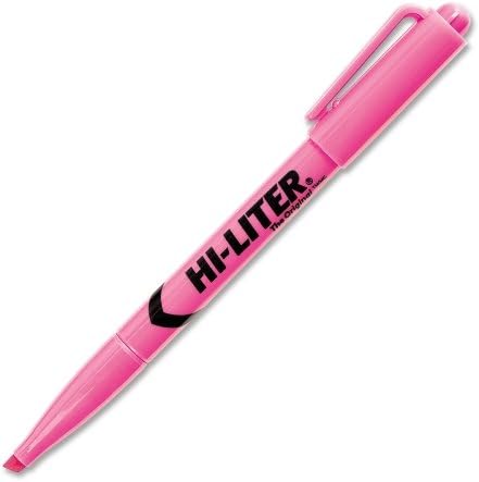 Avery Hi-Liter Pen-Style Highlighters, Fluorescent Pink Ink, Chisel Tip, Dozen Pink/Black Barrel