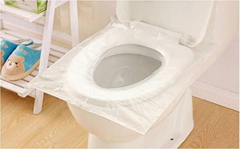 XICHEN Pack 50PCS 40cmx48cm - Pocket Size Disposable Plastic Toilet Seat Covers Travel Individually Wrapped