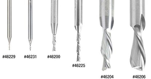 Amana Tool 46402 SC Spiral Plunge Router Bit, 1/64 Dia x 3/32 Cut Height x 1/8 Shank x 2 Inch Long, 2 Flute Down-Cut