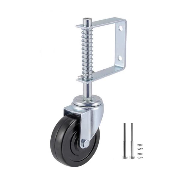 Gate Caster 4” and 5", Heavy Duty Wheel with Spring Loaded, Universal Mount Plate, 250-500 lbs Load Capacity (4 inch