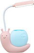 Cute Kids Lamp with Pen Holder, Snail Shape LED Desk Lamp, USB Charging Eye Protection Lamp with 360 Bendable Neck