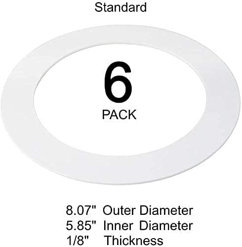 LightLabs Goof Ring Gloss 6 Pack for 6" Cans, 8.06" Diameter with Mounting Tape for Flush Mount Recessed Down Lights