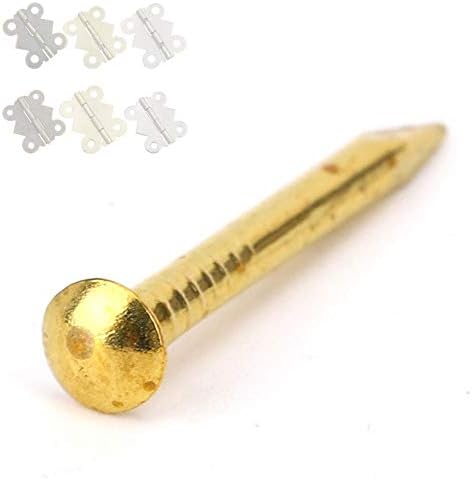 100Pcs Brass Escutcheon Tacks, Round Head Brass Brad Nail Hardware Assortment Kit (15mm Length)