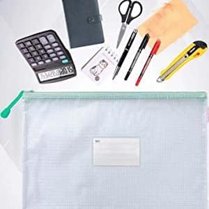 Oaimyy-24 Pcs Plastic Mesh Zipper Pouch Document Folders for School Office Supplies, Travel, Organizing Storage-Black