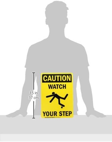 SmartSign - S-4431-Pl-14 "Caution - Watch Your Step" Sign | 10" x 14" Plastic Yellow on Black