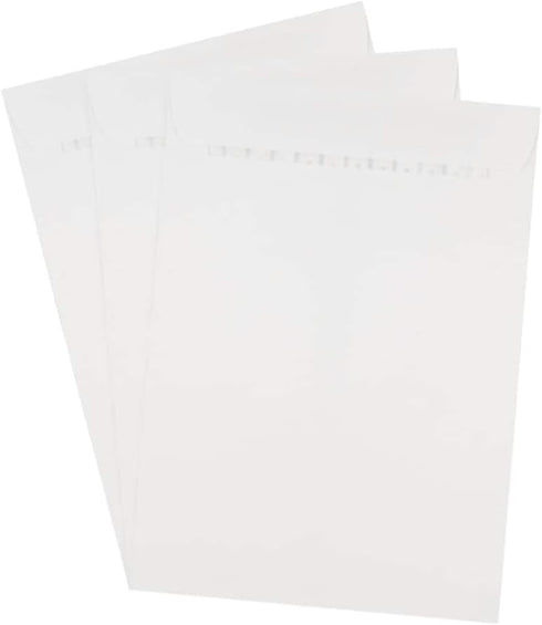 JAM PAPER 7 1/2 x 10 1/2 Open End Commercial Envelopes - 25/Pack - White - Peel and Seal Closure