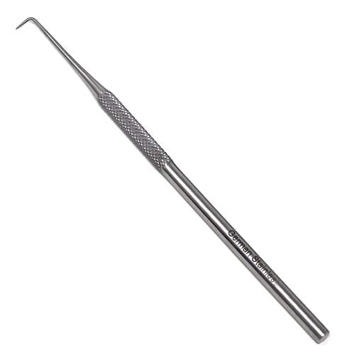 Single Ended Micro Fine Point Full Curved Right Angled Dissecting Needle 90 Degree Angle, Stainless Steel 5.5" (14cm)