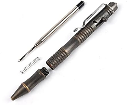 SMOOTHERPRO Solid Brass Bolt Action Pen Refillable Retractable Heavy Duty for Tremor Parkinson Arthritic Business Office Signature Writing EDC Gift Retro Black(BB202) by SMOOTHERPRO