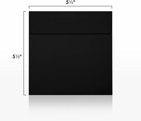 LUXPaper 5 1/2" x 5 1/2" Square Invitation Envelopes | Peel & Press | Midnight Black | 80lb. Text | 50 Qty