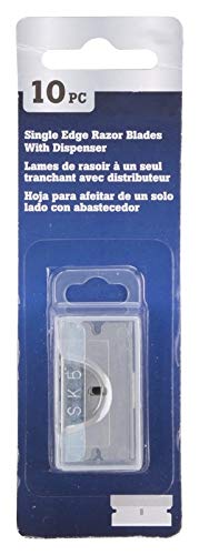 Edward Tools 10 Pack SK5 Utility Razor Blades with Dispenser - Alloy Steel Single Edge Razor Blade Refills for Standard