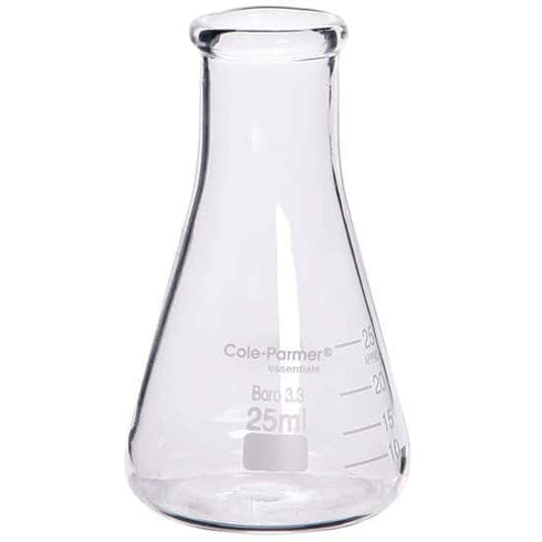 Cole-Parmer Essentials Glass Erlenmeyer Flasks, Graduated, Heavy Rim, 125 ml, Case of 12