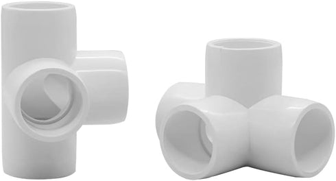 1-1/2“ Tee PVC Fitting 4 Way Elbow Connector, 90 Degree Side Outlet, PVC Corner Fittings for Furniture Building (Pack