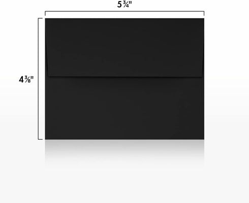 LUXPaper A2 Invitation Envelopes | Peel & Press | 4 3/8" x 5 3/4" | Midnight Black | 80lb. Text | 50 Qty