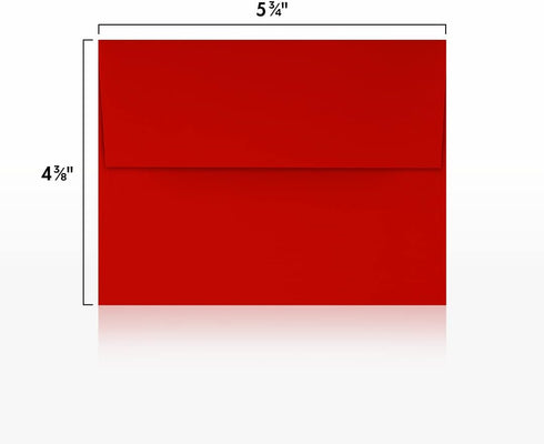 LUXPaper A2 Invitation Envelopes, 4 3/8" x 5 3/4", Holiday Red, 60lb Text, 50 Qty