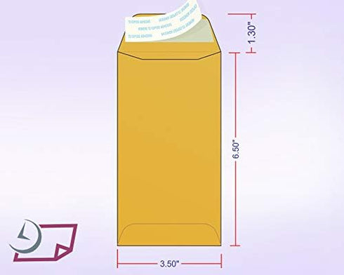 NextDayLabels #7 Coin Brown Kraft Envelopes | Peel & Seal | For Small Parts and Cash | Pack of 100