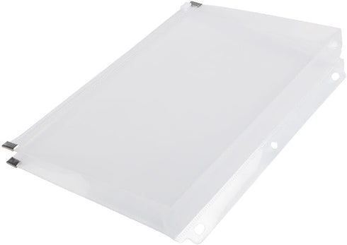 JAM PAPER Plastic 3 Hole Punch Binder Envelopes - #10 Wallet Booklet Clear Zip Closure 3/Pack