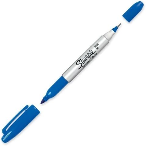 Sharpie Twin-Tip Marker - Fine, Ultra Fine Marker Point Type - Blue Ink - 1 Each by SHARPIE