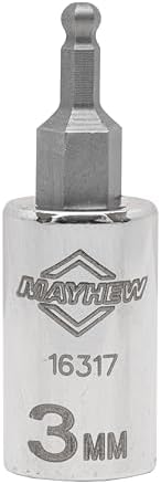 16023 Set, 7-Piece, Mayhew Tools Metric Ball Hex Socket Bit Polished Chrome