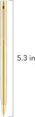 Unibene 6 Pack Gold Slim Ballpoint Pens, Black Ink Medium Point, Nice Gift for Office and Students