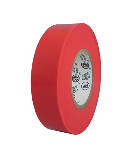 Insulation Vinyl Electrical Tape, Matte Colored Durable Adhesive, 60' x 3/4, RED
