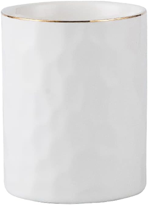 Ceramic Pen Holder Stand, Cup Pencil Holder Organizer for Makeup Brushes, Home Office Desk (White)