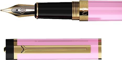 Dryden Designs Fountain Pen Gift Pouch with Medium Nib and 24 Ink Cartridges - MCM (Luscious Pink)