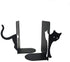 MsFun Books Ends Decorative, Cat Bookends Cute for Bookshelf,Unique Heavy Books Holder, Black