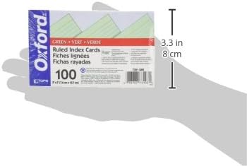 Oxford Ruled Color Index Cards, Green, 3" x 5", 100 Per Pack (7321 GRE)