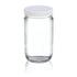 Wheaton W216903 Clear Glass 2oz Straight Sided Jar - With 53-400 White Polypropylene Poly-Vinyl Lined Screw Cap, Case