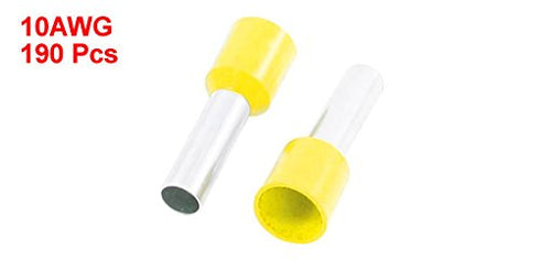 uxcell Sleeve Pre-Insulated Ferrule Terminals E6012, 190 Piece, 10 AWG Wire, Yellow