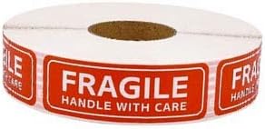 DREAM ART 1x3 inch Handle with Care Fragile Stickers, Adhesive Label 1000 Per Roll (3 Rolls)