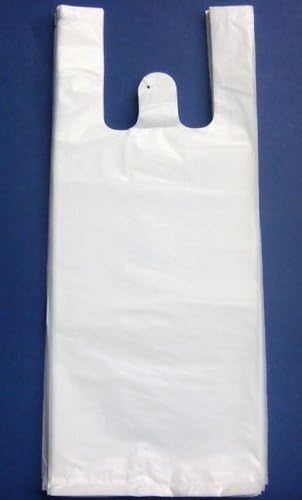 100ct White Plastic T-Shirt Shopping Bags (6x4x15-13mic)