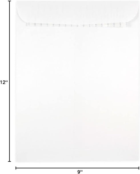 JAM PAPER Open End Catalog Commercial Envelopes - 9 x 12 with Peel and Seal Closure, White, 25/Pack