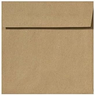 LUXPaper Square Invitation Envelopes, Peel & Press, 6" x 6", Grocery Bag Brown, 70lb Text, 50 Qty