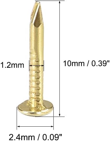 uxcell Small Tiny Nails 1.2x10mm(DxL) for Wooden DIY Decorative Pictures, Brass Tone, 500pcs