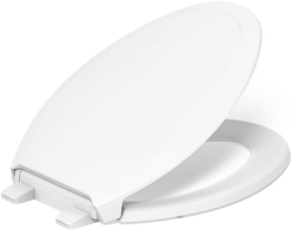 KOHLER 4734-RL-0 Rutledge ReadyLatch Soft Close Elongated Toilet Seat, Quiet-Close Lid Grip-Tight