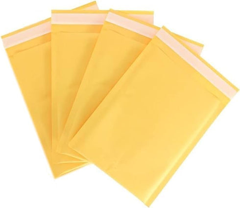 Kraft Bubble Mailers #0 Size 6"Wx9.25"L Self Seal Closure, Padded Cushion Envelope, Yellow Brown Mailing Shipping Envelopes Paper Bag 4PC by THE UM24
