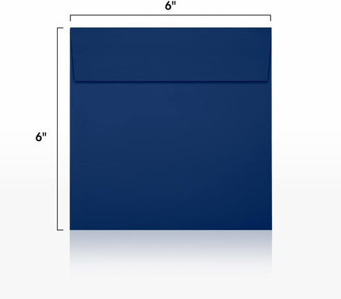 LUXPaper Square Invitation Envelopes, Peel & Press, 6" x 6", Navy Blue, 80lb. Text, 50 Qty