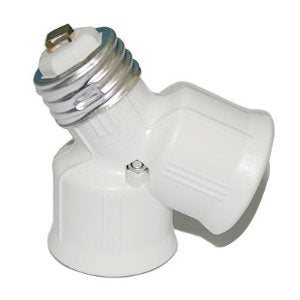 Maxxima Light Bulb Socket Splitter - 1-into-2 Converter for LED, CFL, Incandescent E26 and E27 Bulbs, 3 Pack