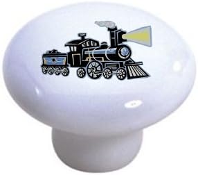 Carolina Hardware and Decor Set 2 of Train Steam Engine Ceramic Cabinet Drawer Pull Knobs