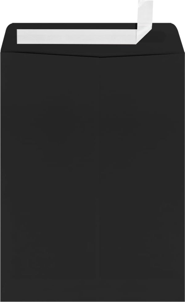 LUXPaper 9 x 12 Open End Window Envelopes | Midnight Black | Peel & Press | 50 Qty