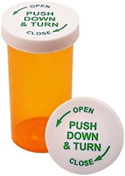 Plastic Prescription Vials/bottles 24 Pack W/caps Child Resistant Push Down and Turn 16 Dram Size