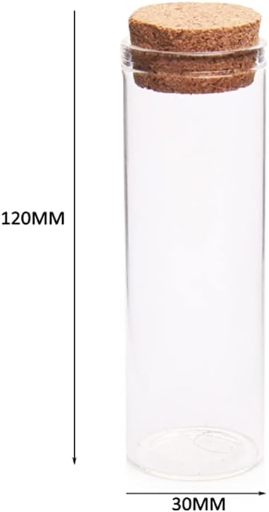 10Pcs 60ml Glass Test Tubes with Cork Stoppers, Clear Flat Borosilicate Glass Bottles for Storage