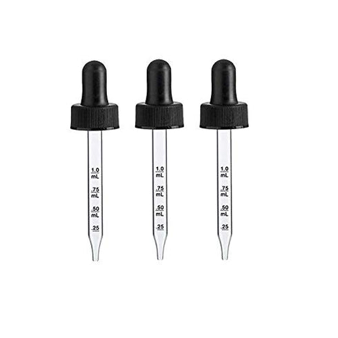 Comfort Axis Graduated Glass Droppers Black for 1 oz Round Bottles, 3 Pack