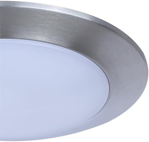 7.28-Inch LED Flush Mount Disk Light Brushed Nickel Finish, Slim Low Profile Ceiling Fixture for Contemporary