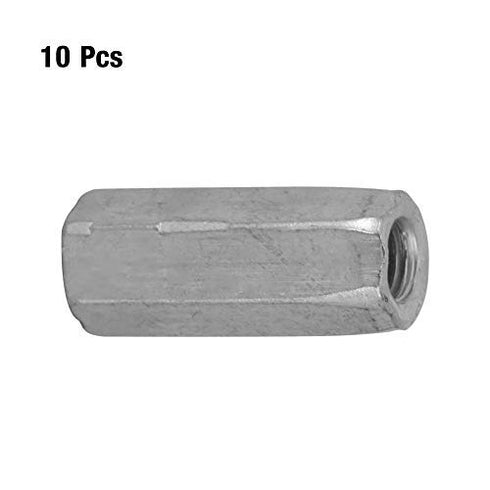 10pcs M6 Long Nut Hex Coupling Nut, Female Thread Straight Fitting, Zinc Plated for Ship (M6*25mm)